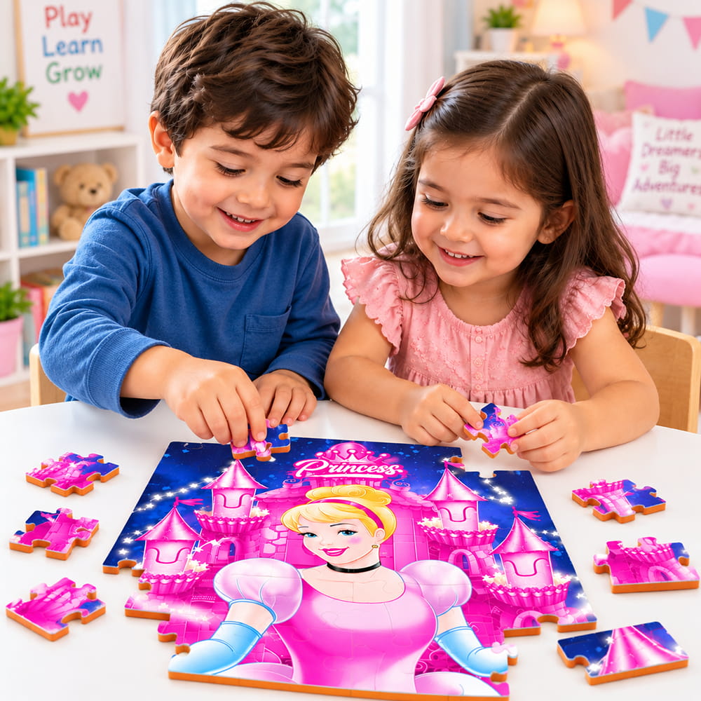 Educational and fun UV Printed Interlocking Puzzle designed for screen-free play. Made with non-toxic and child-safe materials, it includes 36 pieces and measures 12 x 12 inches. A fun activity for children to enjoy while developing concentration and problem-solving skills.