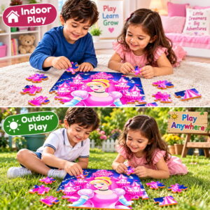 Educational and fun UV Printed Interlocking Puzzle designed for screen-free play. Made with non-toxic and child-safe materials, it includes 36 pieces and measures 12 x 12 inches. A fun activity for children to enjoy while developing concentration and problem-solving skills.