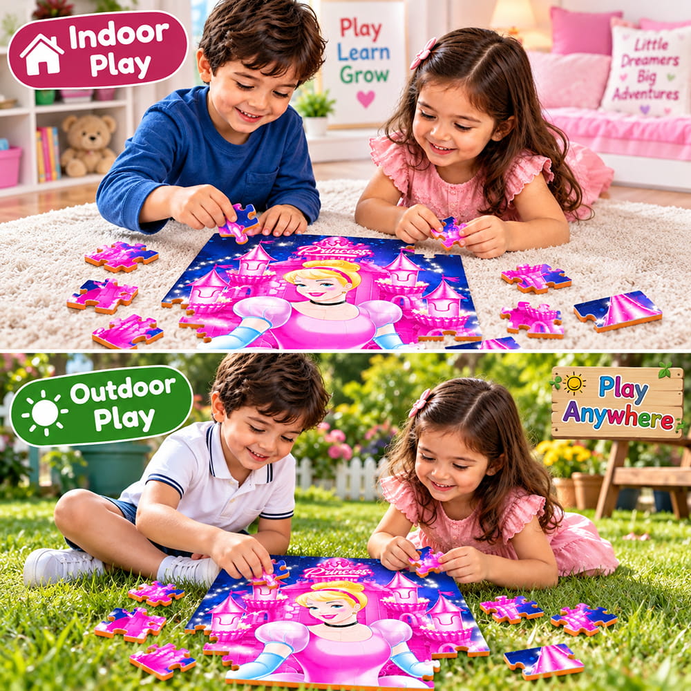 Educational and fun UV Printed Interlocking Puzzle designed for screen-free play. Made with non-toxic and child-safe materials, it includes 36 pieces and measures 12 x 12 inches. A fun activity for children to enjoy while developing concentration and problem-solving skills.
