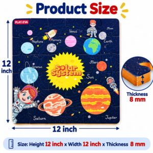 Educational and fun UV Printed Interlocking Puzzle designed for screen-free play. Made with non-toxic and child-safe materials, it includes 36 pieces and measures 12 x 12 inches. A fun activity for children to enjoy while developing concentration and problem-solving skills.