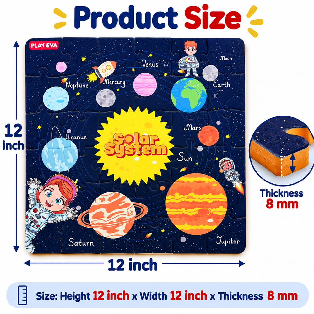 Educational and fun UV Printed Interlocking Puzzle designed for screen-free play. Made with non-toxic and child-safe materials, it includes 36 pieces and measures 12 x 12 inches. A fun activity for children to enjoy while developing concentration and problem-solving skills.