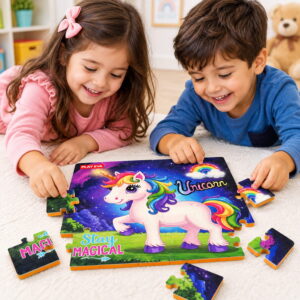 Educational and fun UV Printed Interlocking Puzzle designed for screen-free play. Made with non-toxic and child-safe materials, it includes 36 pieces and measures 12 x 12 inches. A fun activity for children to enjoy while developing concentration and problem-solving skills.
