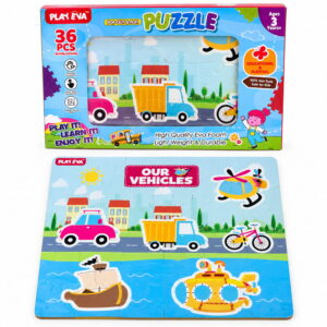 Educational and fun UV Printed Interlocking Puzzle designed for screen-free play. Made with non-toxic and child-safe materials, it includes 36 pieces and measures 12 x 12 inches. A fun activity for children to enjoy while developing concentration and problem-solving skills.