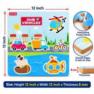 Educational and fun UV Printed Interlocking Puzzle designed for screen-free play. Made with non-toxic and child-safe materials, it includes 36 pieces and measures 12 x 12 inches. A fun activity for children to enjoy while developing concentration and problem-solving skills.