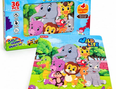 Educational and fun UV Printed Interlocking Puzzle designed for screen-free play. Made with non-toxic and child-safe materials, it includes 36 pieces and measures 12 x 12 inches. A fun activity for children to enjoy while developing concentration and problem-solving skills.