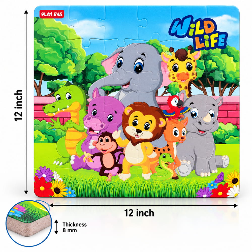 Educational and fun UV Printed Interlocking Puzzle designed for screen-free play. Made with non-toxic and child-safe materials, it includes 36 pieces and measures 12 x 12 inches. A fun activity for children to enjoy while developing concentration and problem-solving skills.