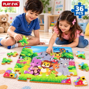 Educational and fun UV Printed Interlocking Puzzle designed for screen-free play. Made with non-toxic and child-safe materials, it includes 36 pieces and measures 12 x 12 inches. A fun activity for children to enjoy while developing concentration and problem-solving skills.