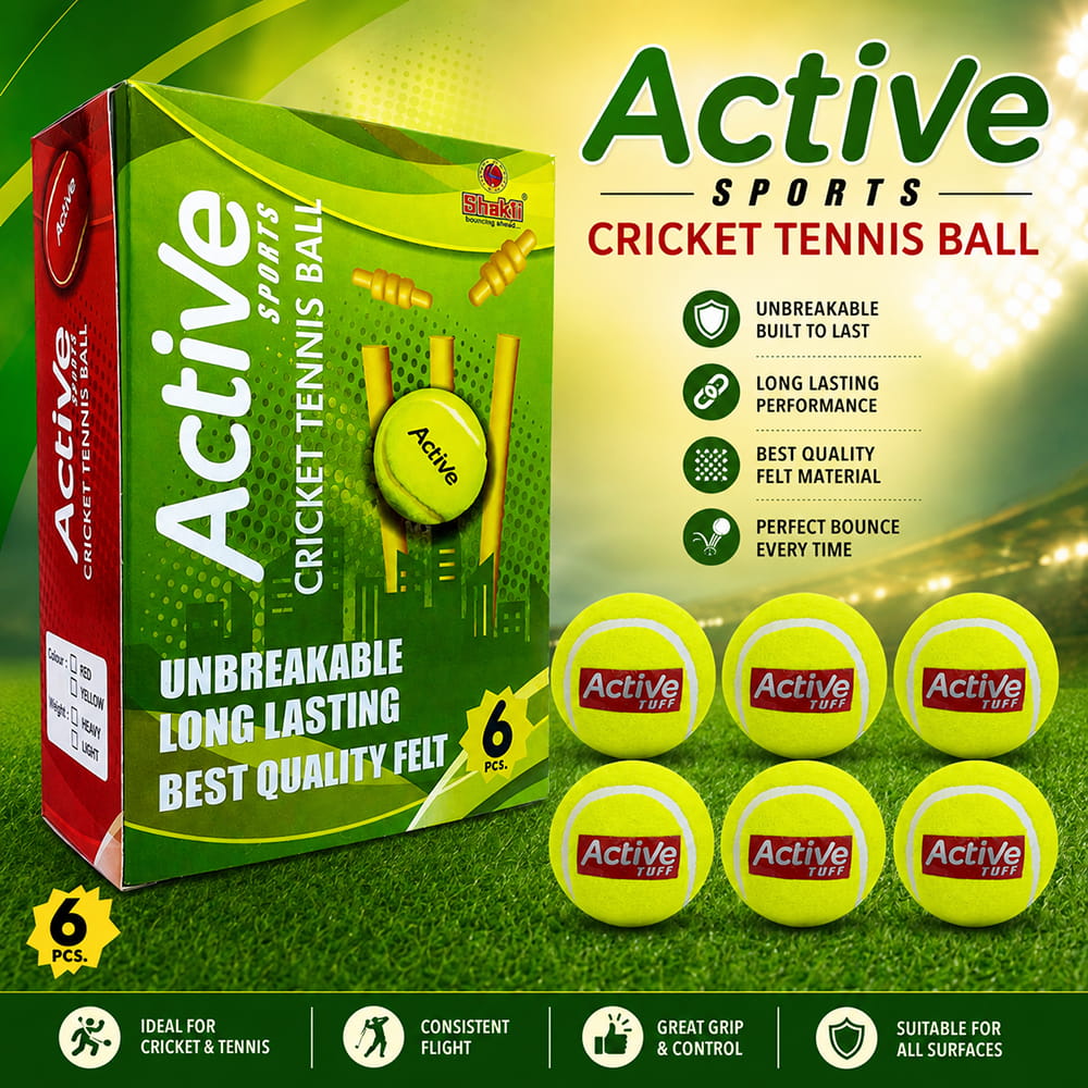 Volt Pro Active Red Cricket Tennis Balls are designed with a durable rubber core and premium felt covering for reliable performance. Suitable for gully cricket, practice sessions, training, and matches.