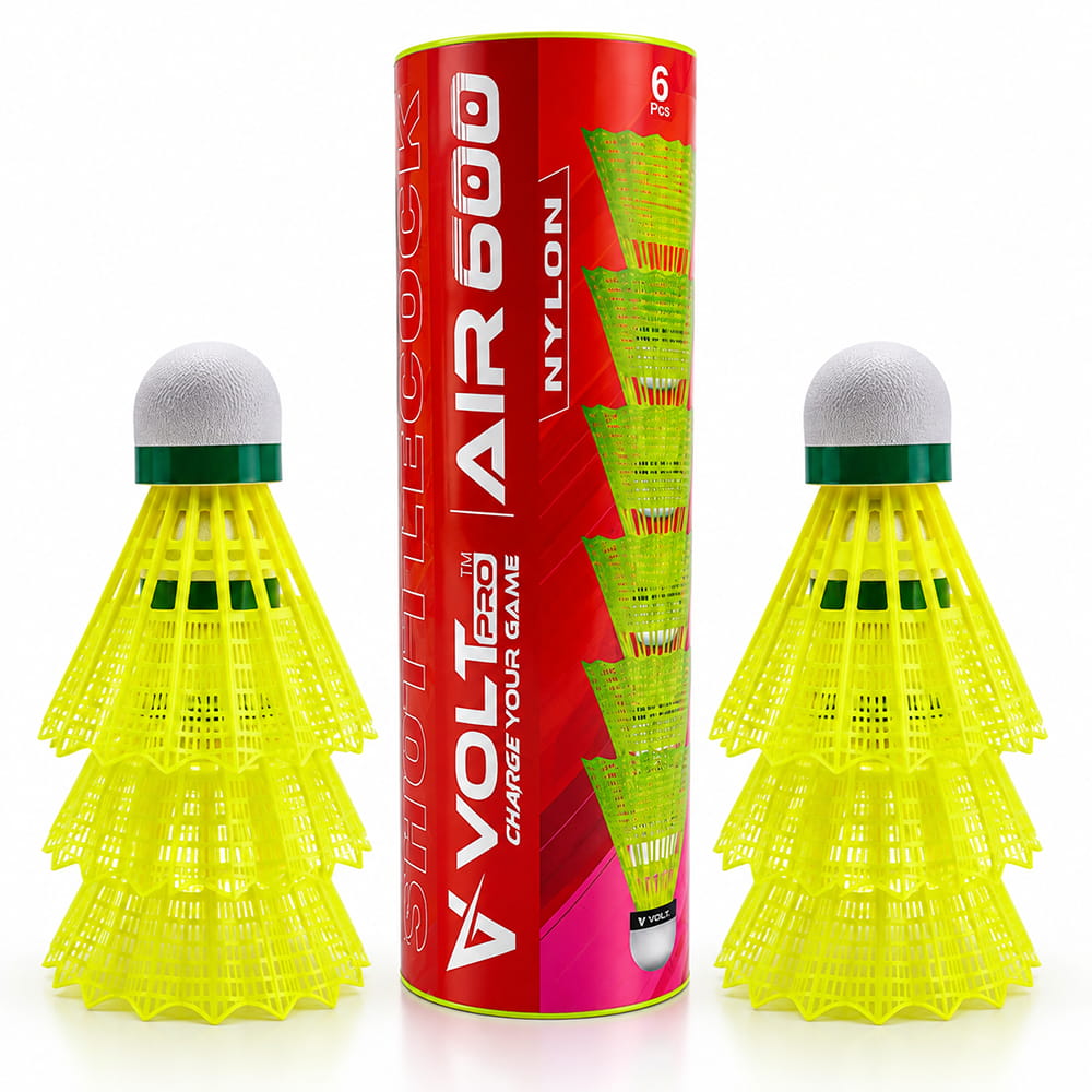 " Volt Pro Air 600 Wooden Cork Shuttlecock is designed with a wooden cork base and durable nylon skirt for reliable flight and comfortable play. Suitable for regular badminton practice, recreational games, and all-weather outdoor play. Comes in a pack of 6." " Volt Pro Air 600 Wooden Cork Shuttlecock is designed with a wooden cork base and durable nylon skirt for reliable flight and comfortable play. Suitable for regular badminton practice, recreational games, and all-weather outdoor play. Comes in a pack of 6."