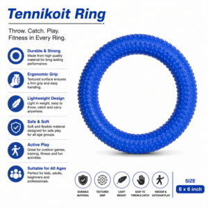 Volt Pro Dotted Rubber Tennikoit Ring is a durable and easy-to-handle outdoor sports ring designed for kids and adults. Its 6-inch size and dotted surface provide a comfortable grip and better throwing control, making it suitable for recreational games and active outdoor play. Volt Pro Dotted Rubber Tennikoit Ring is a durable and easy-to-handle outdoor sports ring designed for kids and adults. Its 6-inch size and dotted surface provide a comfortable grip and better throwing control, making it suitable for recreational games and active outdoor play.