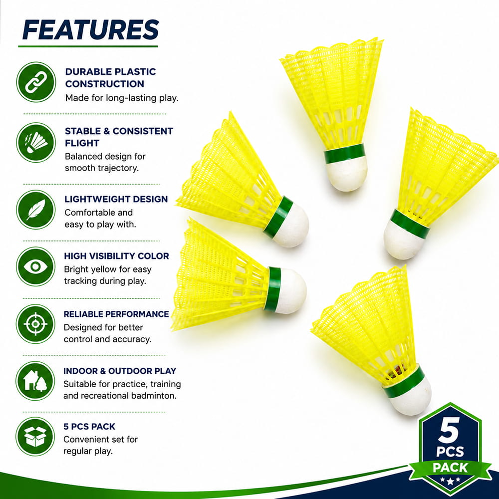 Volt Pro Green Plastic Shuttlecocks are designed for regular badminton practice, training, and recreational play. Their durable plastic construction provides reliable handling and stable flight for beginners and everyday players. Volt Pro Green Plastic Shuttlecocks are designed for regular badminton practice, training, and recreational play. Their durable plastic construction provides reliable handling and stable flight for beginners and everyday players.