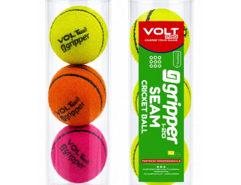 Volt Pro Gripper Seam Cricket Tennis Ball Set includes 3 colourful cricket tennis balls designed for practice and recreational play. Lightweight construction and seam design help players enjoy swing-focused cricket sessions.