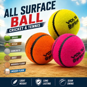 Volt Pro Gripper Seam Cricket Tennis Ball Set includes 3 colourful cricket tennis balls designed for practice and recreational play. Lightweight construction and seam design help players enjoy swing-focused cricket sessions. Volt Pro Gripper Seam Cricket Tennis Ball Set includes 3 colourful cricket tennis balls designed for practice and recreational play. Lightweight construction and seam design help players enjoy swing-focused cricket sessions.