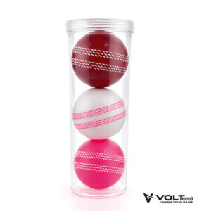 Volt Pro Gripper Seam Wind Ball Set includes 3 lightweight cricket balls designed for swing and seam bowling practice. Suitable for training, coaching, recreational games, and cricket drills.