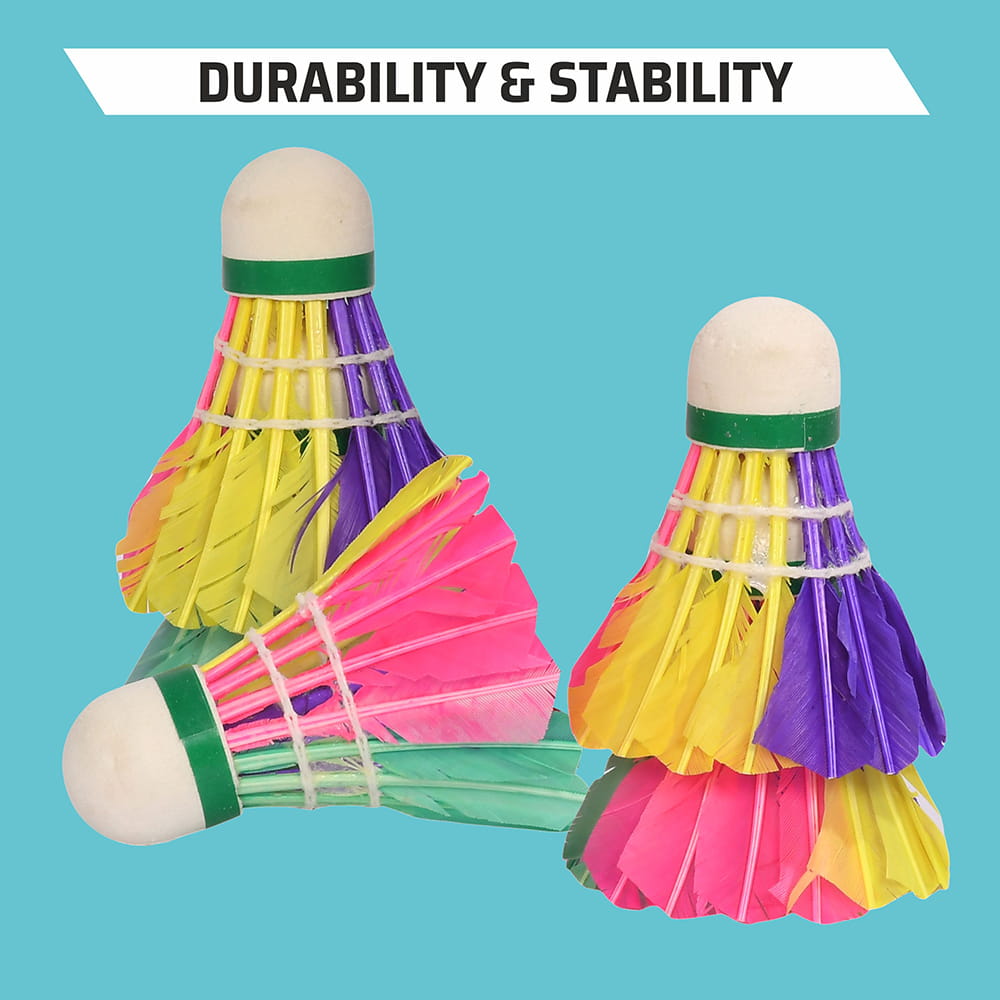 Volt Pro Hitz Colour Feather Shuttlecock Pack of 5 is designed for regular badminton training, practice, and recreational play. The feather construction with EVA cork base provides a stable and consistent flight experience during gameplay. Volt Pro Hitz Colour Feather Shuttlecock Pack of 5 is designed for regular badminton training, practice, and recreational play. The feather construction with EVA cork base provides a stable and consistent flight experience during gameplay.