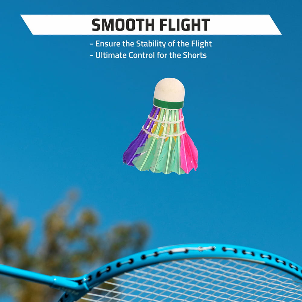 Volt Pro Hitz Colour Feather Shuttlecock Pack of 5 is designed for regular badminton training, practice, and recreational play. The feather construction with EVA cork base provides a stable and consistent flight experience during gameplay. Volt Pro Hitz Colour Feather Shuttlecock Pack of 5 is designed for regular badminton training, practice, and recreational play. The feather construction with EVA cork base provides a stable and consistent flight experience during gameplay.