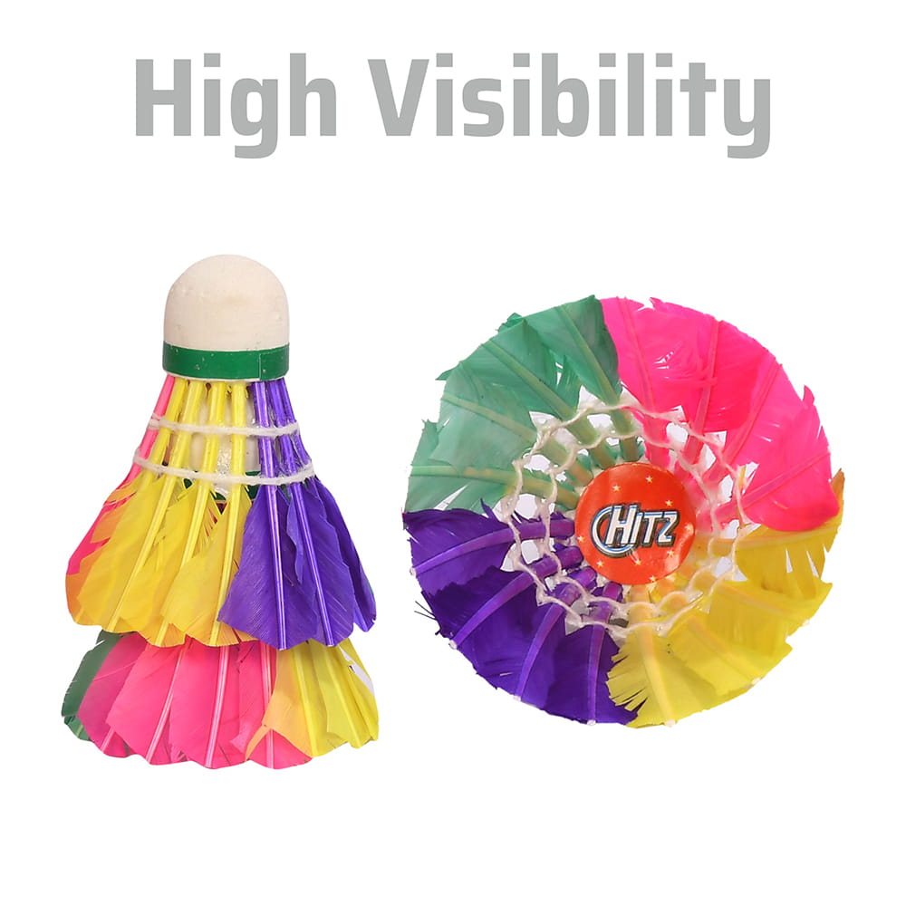 Volt Pro Hitz Colour Feather Shuttlecock Pack of 5 is designed for regular badminton training, practice, and recreational play. The feather construction with EVA cork base provides a stable and consistent flight experience during gameplay. Volt Pro Hitz Colour Feather Shuttlecock Pack of 5 is designed for regular badminton training, practice, and recreational play. The feather construction with EVA cork base provides a stable and consistent flight experience during gameplay.
