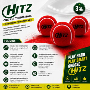 Volt Pro Hitz Cricket Tennis Balls feature a heavy-weight design with superior grade felt and a durable rubber core. Designed for better control and consistent performance during cricket practice, training, and matches.
