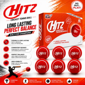 Volt Pro Hitz Red Cricket Tennis Ball Pack of 6 is designed with a heavy-weight construction, superior grade felt covering, and durable rubber core. Suitable for cricket practice, training, batting, bowling, and matches.