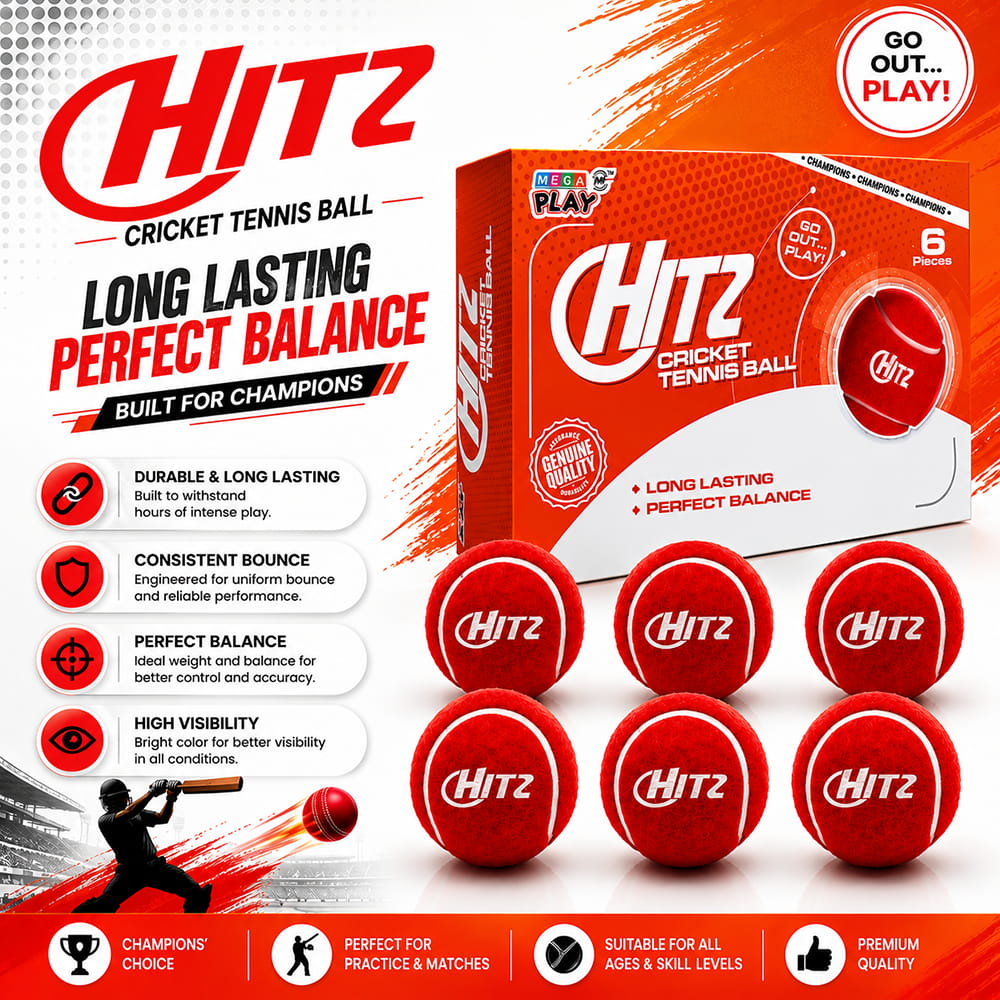 Volt Pro Hitz Red Cricket Tennis Ball Pack of 6 is designed with a heavy-weight construction, superior grade felt covering, and durable rubber core. Suitable for cricket practice, training, batting, bowling, and matches.