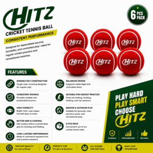 Volt Pro Hitz Red Cricket Tennis Ball Pack of 6 is designed with a heavy-weight construction, superior grade felt covering, and durable rubber core. Suitable for cricket practice, training, batting, bowling, and matches.