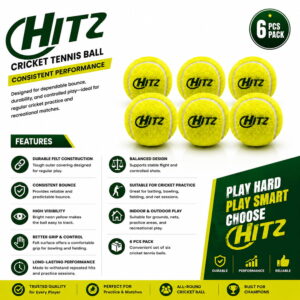 Volt Pro Hitz Yellow Cricket Tennis Ball Pack of 6 is designed for players looking for a heavy-weight practice ball with a durable felt covering and strong rubber core. Suitable for cricket practice, training, batting, bowling, and matches.