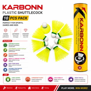 Volt Pro Karbonn Plastic Shuttlecocks are a practical choice for kids, beginners, and casual players. The lightweight construction makes them easy to handle for badminton practice, school activities, outdoor games, and recreational play.