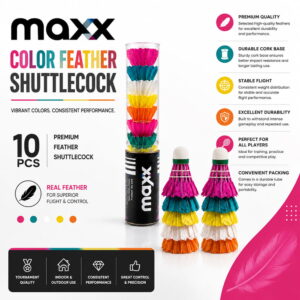 Volt Pro Maxx Feather Shuttlecock is designed for regular badminton training, practice, and recreational play. The shuttlecock offers stable flight and reliable performance, making it suitable for beginners and regular players. Pack of 10 coloured shuttlecocks.
