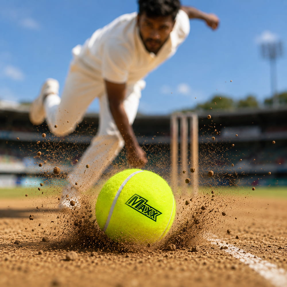 Volt Pro Maxx Yellow Cricket Tennis Ball features a lightweight construction, durable felt surface, and strong rubber core. Designed for easy handling and consistent performance during cricket practice, training, and outdoor matches.