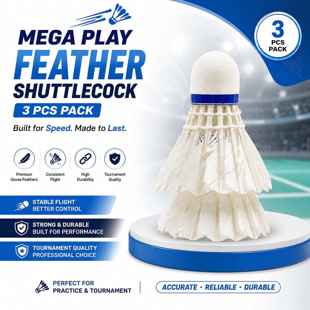 Volt Pro Mega Play Feather Shuttlecocks are designed for players who want speed and dependable performance during badminton practice and recreational games. A compact 3-piece pack suitable for regular play. Volt Pro Mega Play Feather Shuttlecocks are designed for players who want speed and dependable performance during badminton practice and recreational games. A compact 3-piece pack suitable for regular play.