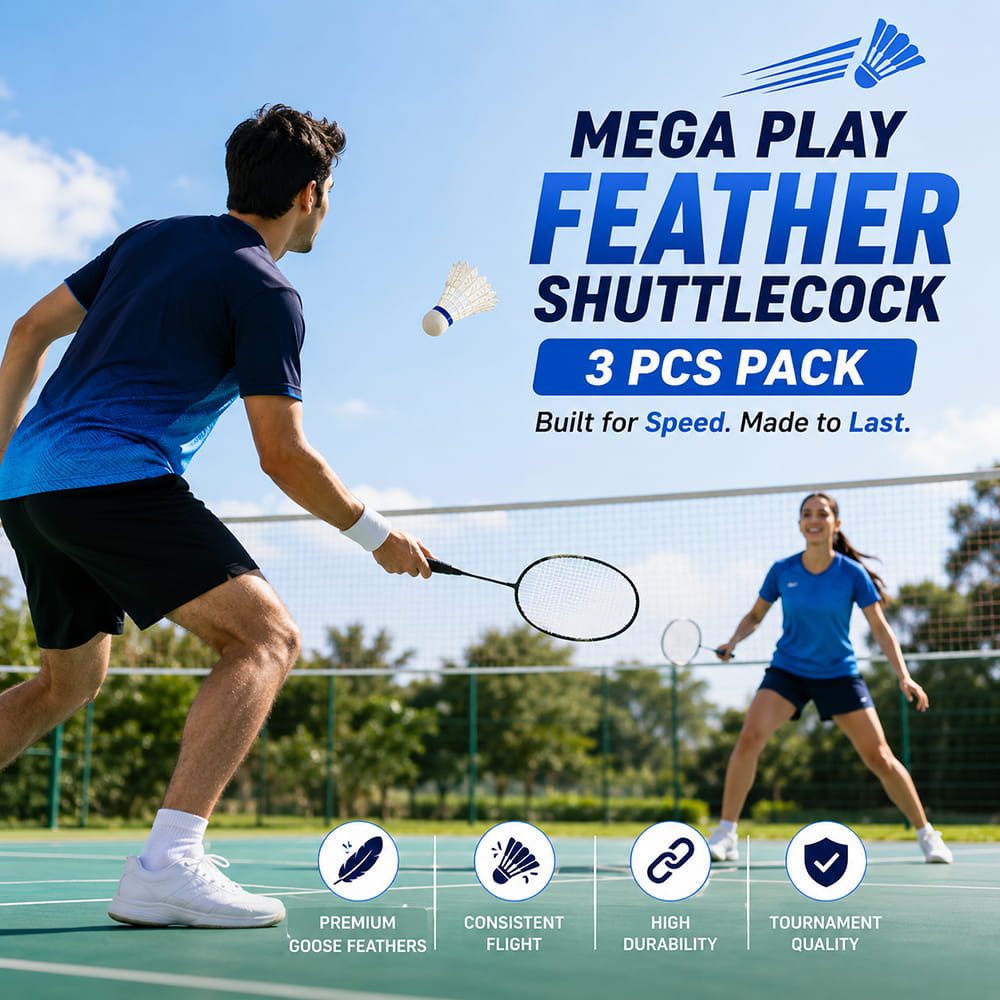 Volt Pro Mega Play Feather Shuttlecocks are designed for players who want speed and dependable performance during badminton practice and recreational games. A compact 3-piece pack suitable for regular play. Volt Pro Mega Play Feather Shuttlecocks are designed for players who want speed and dependable performance during badminton practice and recreational games. A compact 3-piece pack suitable for regular play.
