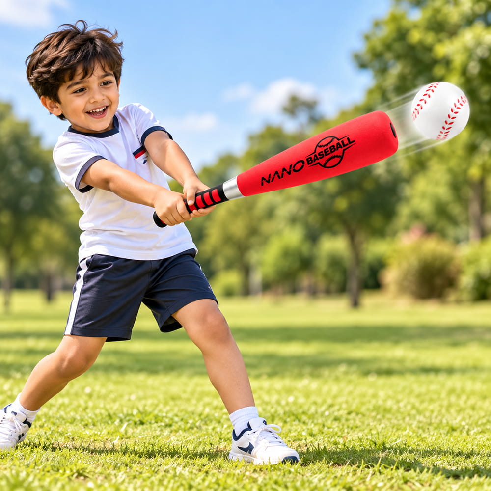 Volt Pro Nano Baseball Set includes a 22-inch bat and a 2.5-inch soft ball, designed for fun and active play. The comfortable grip and soft, safe material make it easy to handle for kids. Suitable for indoor and outdoor games, practice, and family fun.