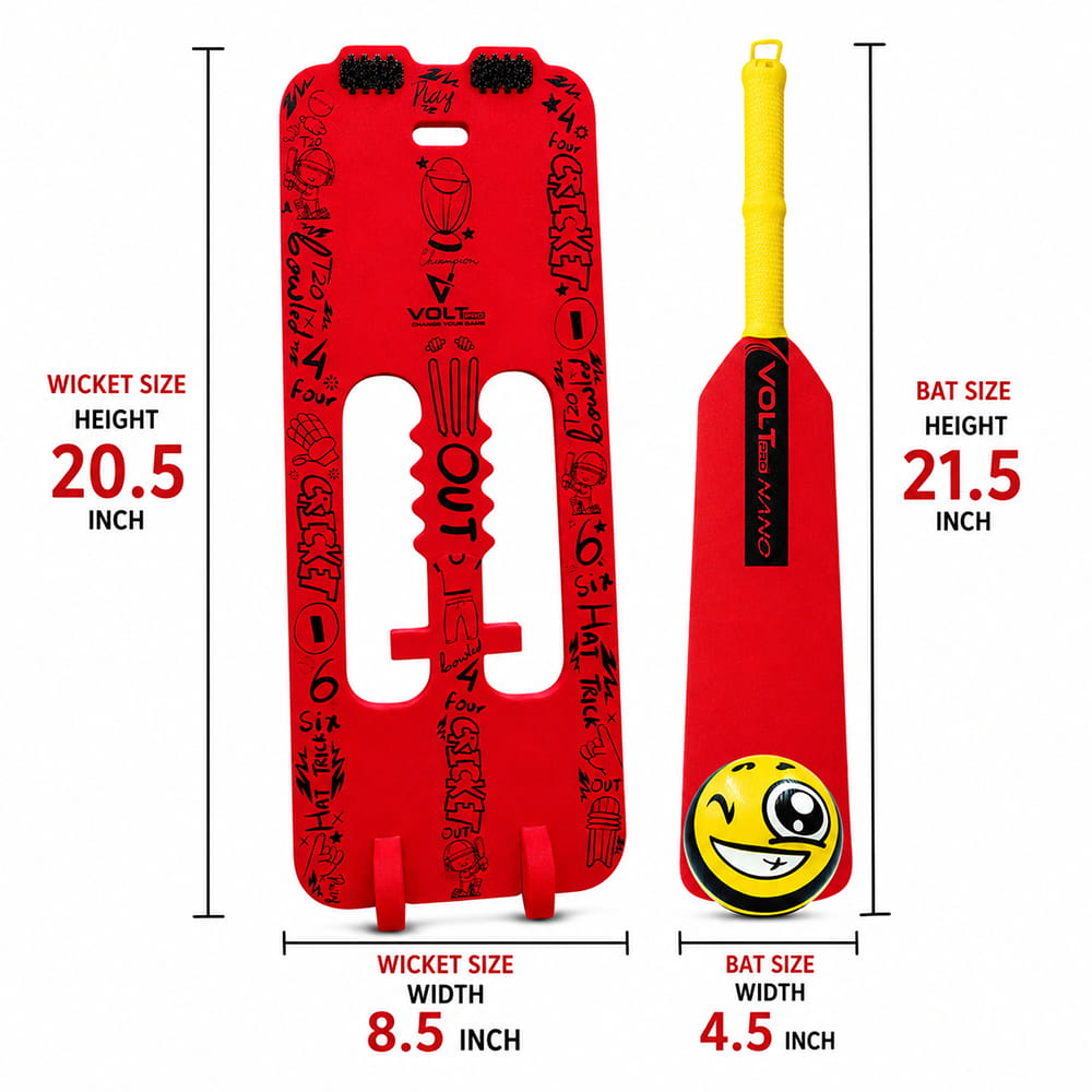 Volt Pro Nano Cricket Set is a compact cricket play set for kids, including 1 bat, 1 wicket, and 1 soft ball. Its lightweight and easy-to-handle design makes it suitable for fun indoor and outdoor cricket activities. Volt Pro Nano Cricket Set is a compact cricket play set for kids, including 1 bat, 1 wicket, and 1 soft ball. Its lightweight and easy-to-handle design makes it suitable for fun indoor and outdoor cricket activities.