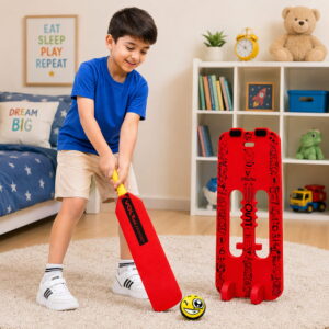 Volt Pro Nano Cricket Set is a compact cricket play set for kids, including 1 bat, 1 wicket, and 1 soft ball. Its lightweight and easy-to-handle design makes it suitable for fun indoor and outdoor cricket activities.