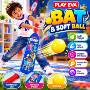 Volt Pro Nano EVA Cricket Bat with PU Ball is a fun and lightweight cricket set designed for kids. The bat measures 55 cm in height and 11 cm in width, making it easy to handle for beginners. The soft EVA bat and PU ball are suitable for indoor and outdoor play.