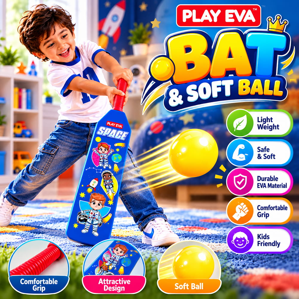 Volt Pro Nano EVA Cricket Bat with PU Ball is a fun and lightweight cricket set designed for kids. The bat measures 55 cm in height and 11 cm in width, making it easy to handle for beginners. The soft EVA bat and PU ball are suitable for indoor and outdoor play.