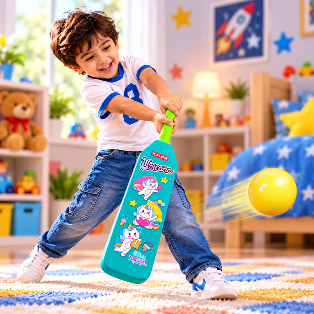 Volt Pro Nano EVA Cricket Bat with PU Ball is a fun and lightweight cricket set designed for kids. The bat measures 55 cm in height and 11 cm in width, making it easy to handle for beginners. The soft EVA bat and PU ball are suitable for indoor and outdoor play.