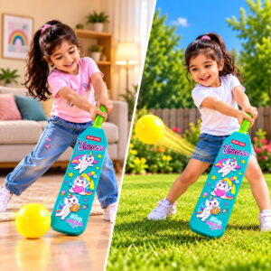 Volt Pro Nano EVA Cricket Bat with PU Ball is a fun and lightweight cricket set designed for kids. The bat measures 55 cm in height and 11 cm in width, making it easy to handle for beginners. The soft EVA bat and PU ball are suitable for indoor and outdoor play.