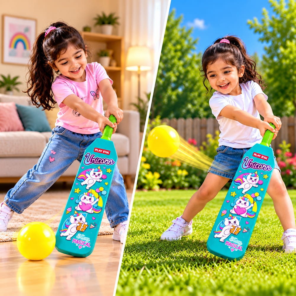 Volt Pro Nano EVA Cricket Bat with PU Ball is a fun and lightweight cricket set designed for kids. The bat measures 55 cm in height and 11 cm in width, making it easy to handle for beginners. The soft EVA bat and PU ball are suitable for indoor and outdoor play.