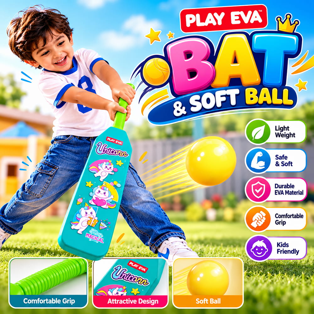 Volt Pro Nano EVA Cricket Bat with PU Ball is a fun and lightweight cricket set designed for kids. The bat measures 55 cm in height and 11 cm in width, making it easy to handle for beginners. The soft EVA bat and PU ball are suitable for indoor and outdoor play.