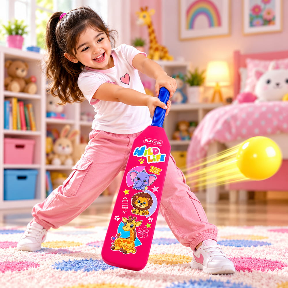 Volt Pro Nano EVA Cricket Bat with PU Ball is a fun and lightweight cricket set designed for kids. The bat measures 55 cm in height and 11 cm in width, making it easy to handle for beginners. The soft EVA bat and PU ball are suitable for indoor and outdoor play. Volt Pro Nano EVA Cricket Bat with PU Ball is a fun and lightweight cricket set designed for kids. The bat measures 55 cm in height and 11 cm in width, making it easy to handle for beginners. The soft EVA bat and PU ball are suitable for indoor and outdoor play.