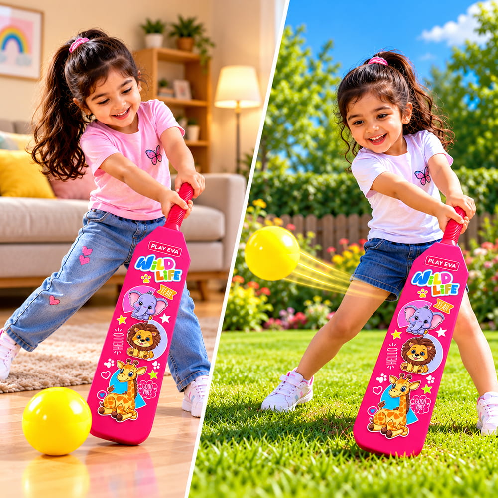 Volt Pro Nano EVA Cricket Bat with PU Ball is a fun and lightweight cricket set designed for kids. The bat measures 55 cm in height and 11 cm in width, making it easy to handle for beginners. The soft EVA bat and PU ball are suitable for indoor and outdoor play. Volt Pro Nano EVA Cricket Bat with PU Ball is a fun and lightweight cricket set designed for kids. The bat measures 55 cm in height and 11 cm in width, making it easy to handle for beginners. The soft EVA bat and PU ball are suitable for indoor and outdoor play.