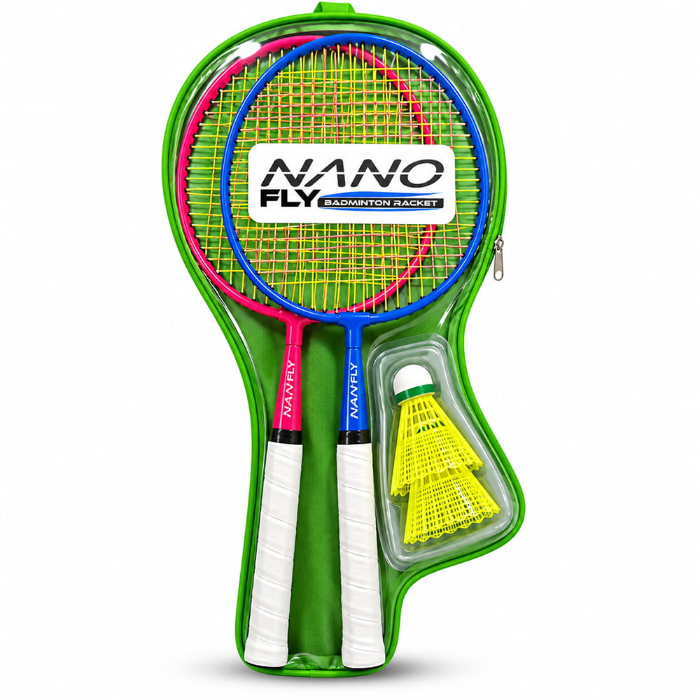 Volt Pro Nano Fly Badminton Racket Set includes 2 lightweight badminton rackets and 2 plastic shuttlecocks, making it suitable for beginners, kids, and casual players. The strong iron body offers durability, while the lightweight design provides comfortable handling for practice and recreational play. Volt Pro Nano Fly Badminton Racket Set includes 2 lightweight badminton rackets and 2 plastic shuttlecocks, making it suitable for beginners, kids, and casual players. The strong iron body offers durability, while the lightweight design provides comfortable handling for practice and recreational play.