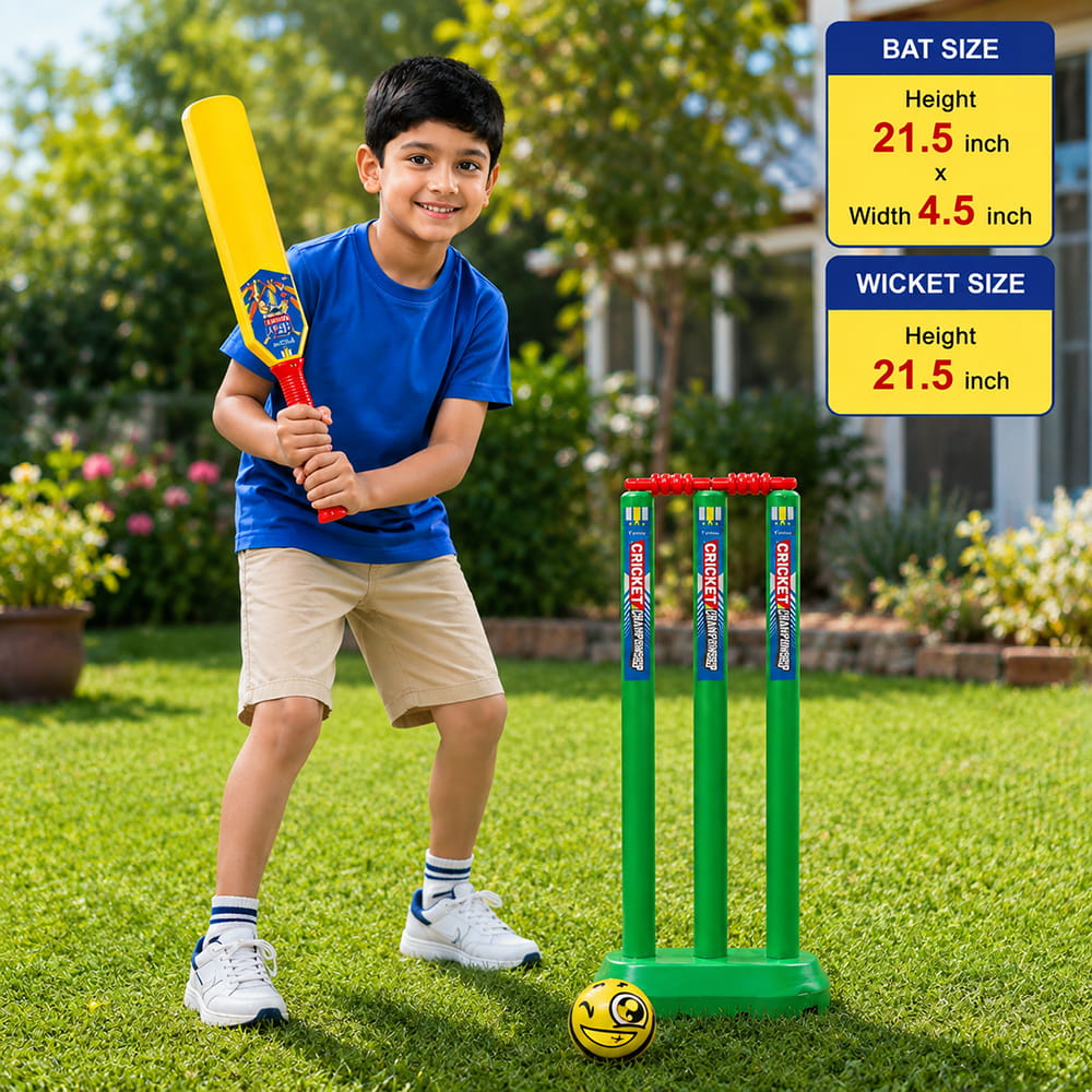 Volt Pro Nano Plastic Cricket Set is a fun and complete cricket game set for kids. It includes 1 plastic bat, 4 wickets, 2 wicket holders, and 1 soft ball for easy and enjoyable cricket play. Volt Pro Nano Plastic Cricket Set is a fun and complete cricket game set for kids. It includes 1 plastic bat, 4 wickets, 2 wicket holders, and 1 soft ball for easy and enjoyable cricket play.