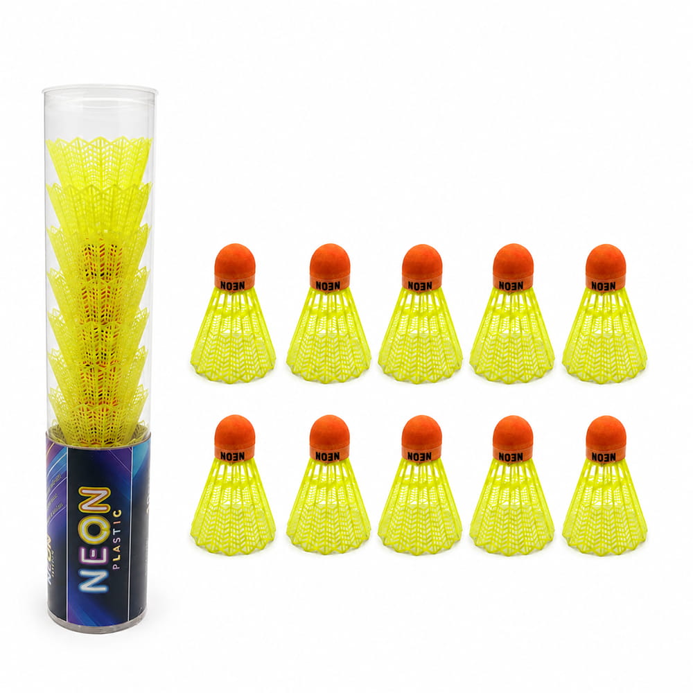 Volt Pro Neon Green Plastic Badminton Shuttlecock Pack of 10 is designed for regular practice, training sessions, and recreational badminton. The durable plastic construction with a neon cork base provides reliable balance and stable flight during play.