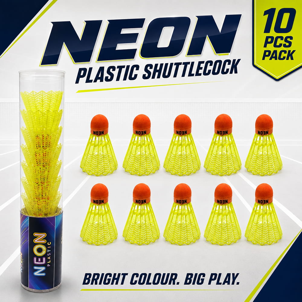 Volt Pro Neon Green Plastic Badminton Shuttlecock Pack of 10 is designed for regular practice, training sessions, and recreational badminton. The durable plastic construction with a neon cork base provides reliable balance and stable flight during play.
