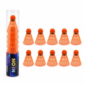 Volt Pro Neon Orange Plastic Badminton Shuttlecock Pack of 10 is designed for regular practice, training sessions, and recreational badminton. The durable plastic construction with a neon cork base provides reliable balance and stable flight during play.