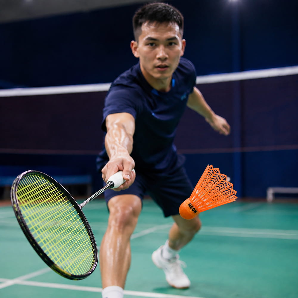 Volt Pro Neon Orange Plastic Badminton Shuttlecock Pack of 10 is designed for regular practice, training sessions, and recreational badminton. The durable plastic construction with a neon cork base provides reliable balance and stable flight during play.