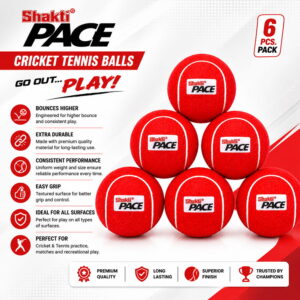 Volt Pro Pace Red Cricket Tennis Balls are designed with a durable rubber core for reliable performance, consistent bounce, and comfortable handling. Ideal for cricket practice, training, outdoor games, and matches.