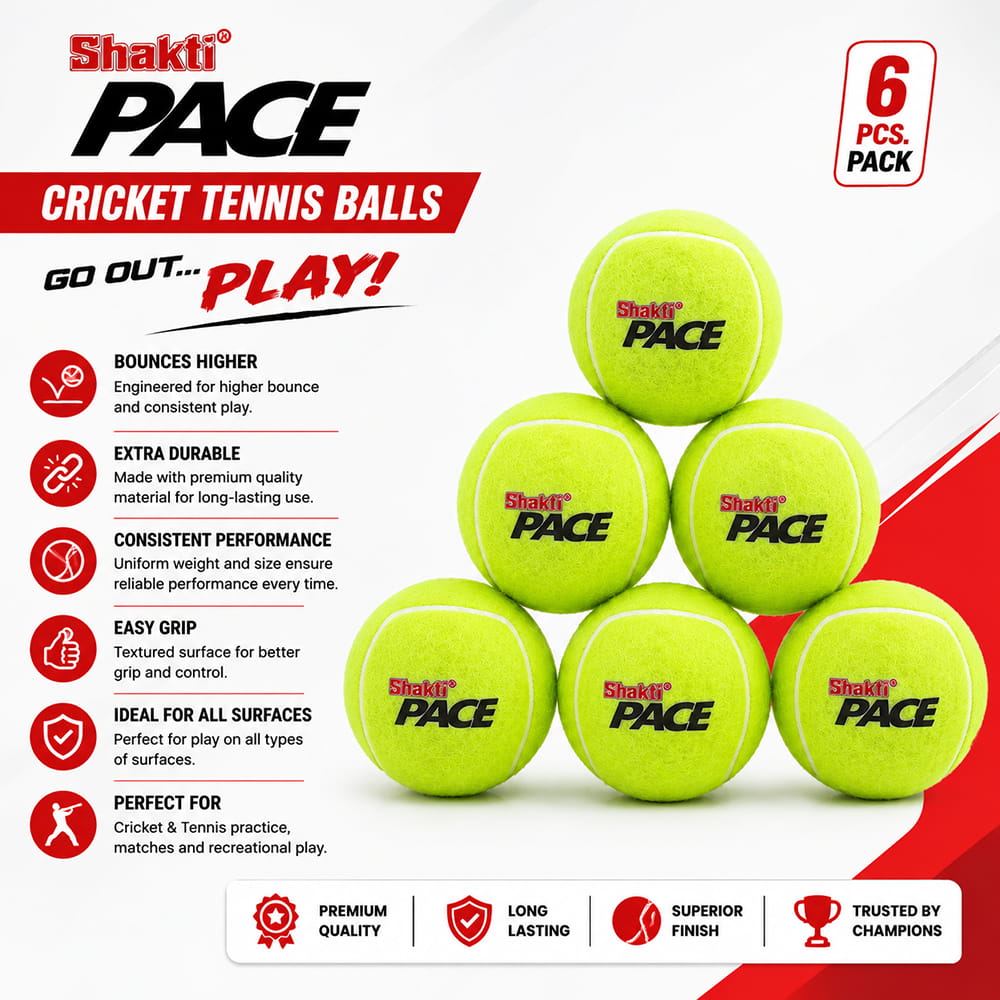 Volt Pro Pace Yellow Cricket Tennis Ball Match Grade Rubber Core Ball Practice & Outdoor Cricket Pack of 6
